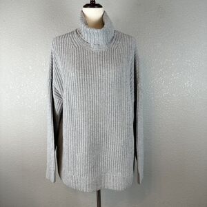 Outerknown Chunky Ribbed Oversize Sweater Size S Small Gray Turtleneck Cashmere